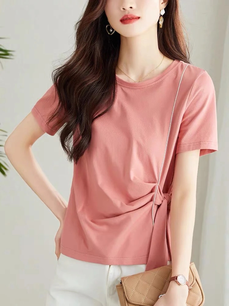 时尚休闲圆领显瘦修身百搭半袖t恤
