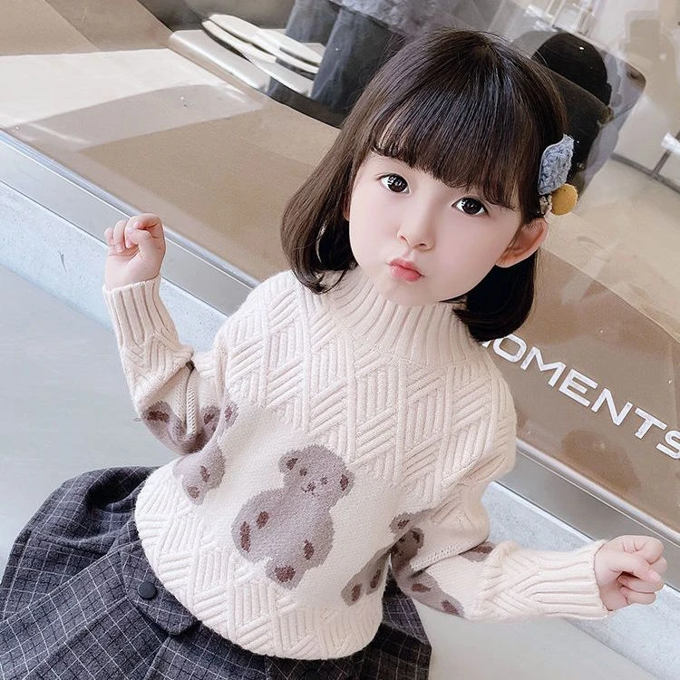 女童毛衣2025秋冬装新款中小儿童套头加绒加厚保暖女宝宝针织线衫