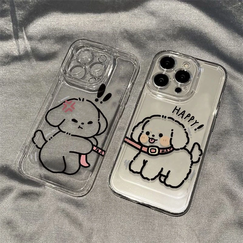 卡通可爱小狗情侣iPhone14promax适用苹果15plus手机壳13/12软壳x