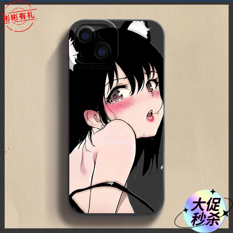 动漫猫娘15promax手机壳iPhone14Pro全包12/11Pro硅胶磨砂软壳/13