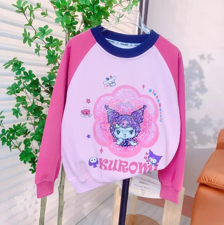 【清版不补】女童库洛米亮片翻转卫衣秋季中大童玉桂狗圆领长袖上衣