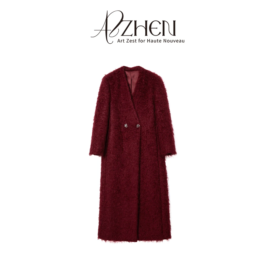 AZZHEN【缪斯女王】进口贵奢正肩一粒扣羊毛大衣外套