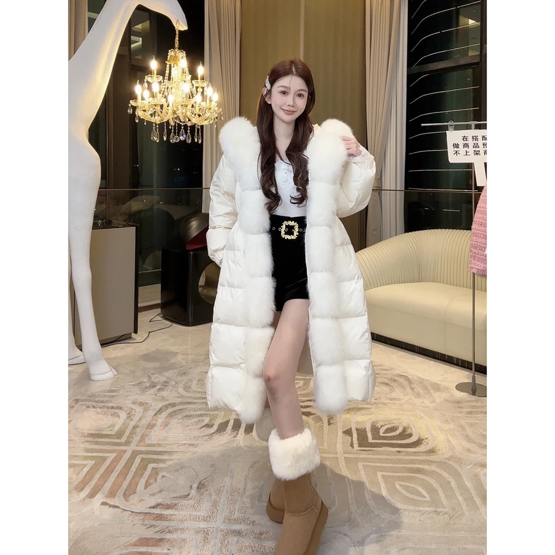 AZZHEN【冬日恋岛】轻奢高级感长款狐狸毛羽绒服