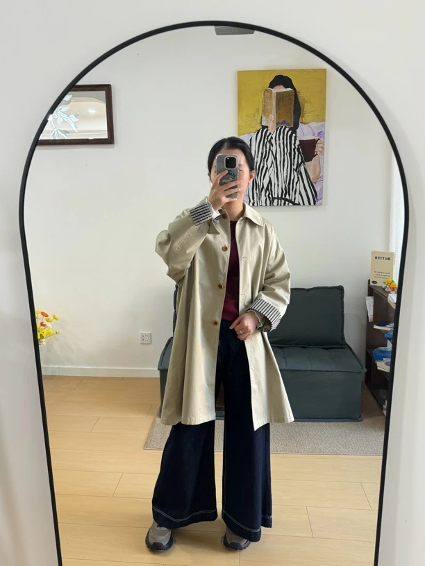 英伦风卡其色风衣休闲