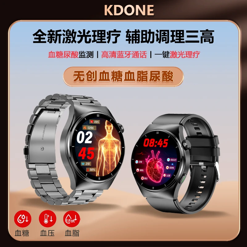 【激光理疗健康+血糖血脂尿酸血压通话】测血糖血压血氧智能手表