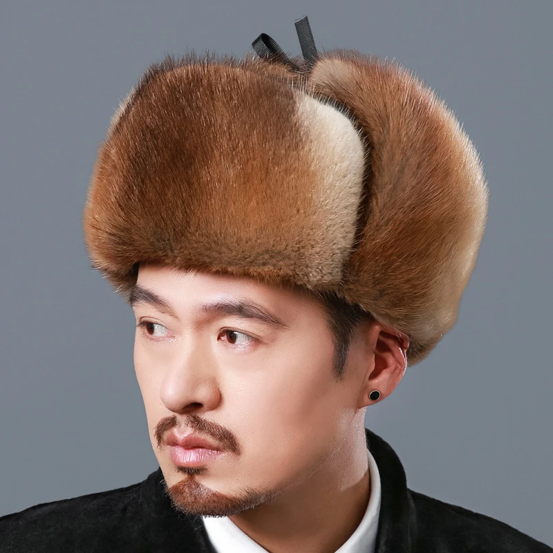 青根貂皮草雷锋帽男款加厚冬季保暖帽子护耳
