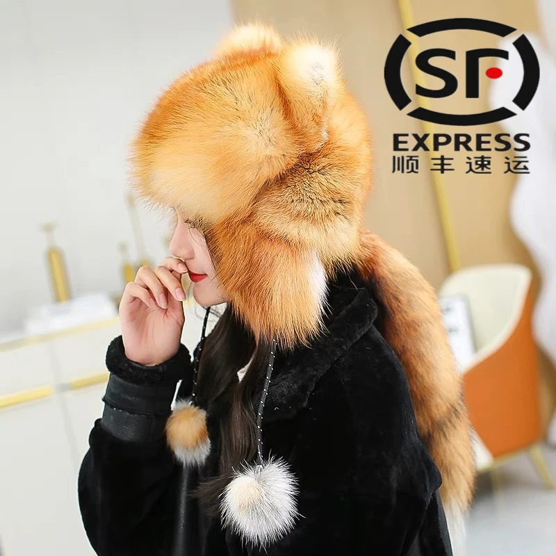 红狐狸小熊帽子可爱帽子护耳毛绒秋冬加厚护耳儿童时尚保暖韩版