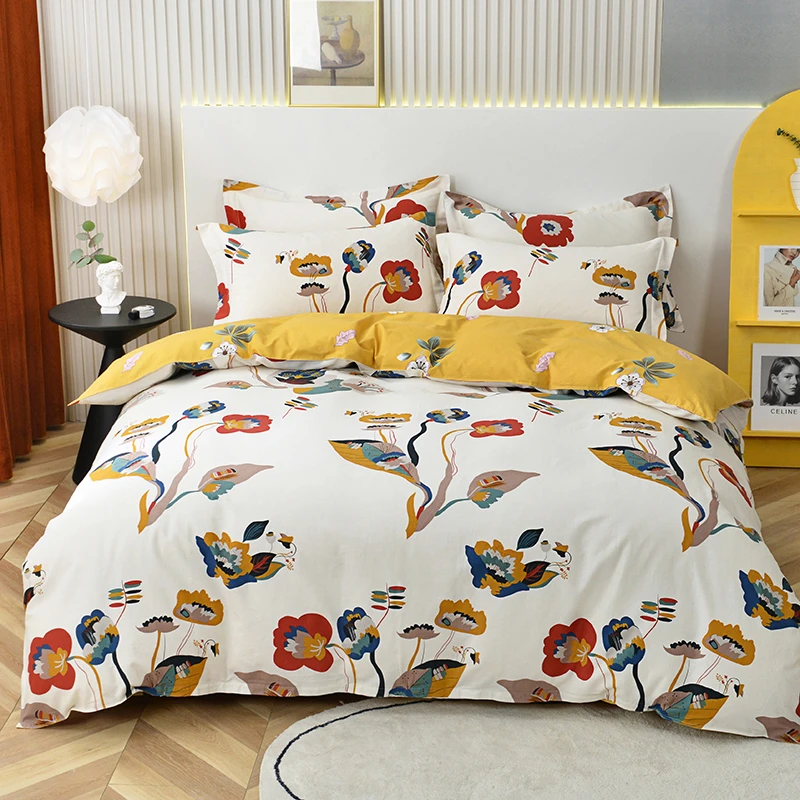 【纯棉全棉印花四件套】 斜纹加厚床单被套春秋季简约四季通用床品