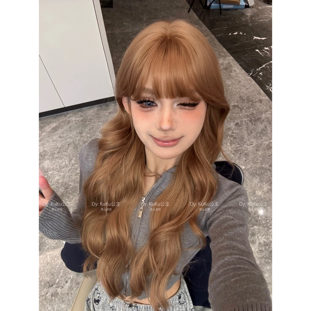 kuku专属【小熊芭菲】假发女长卷发韩系气质空气刘海假发女款全头套
