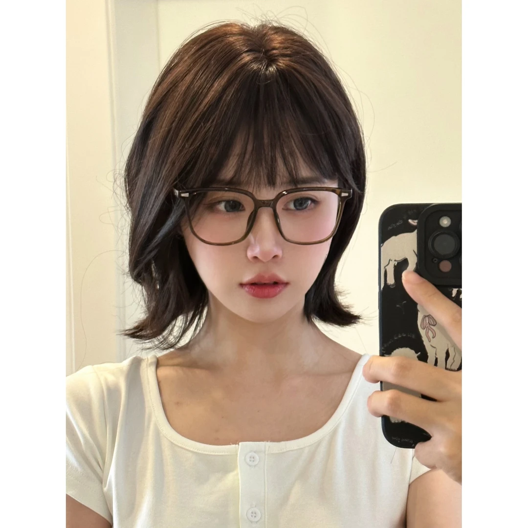 【冰椰少女】假发女短发假发时尚韩系外翻减龄齐刘海假发女款全头套