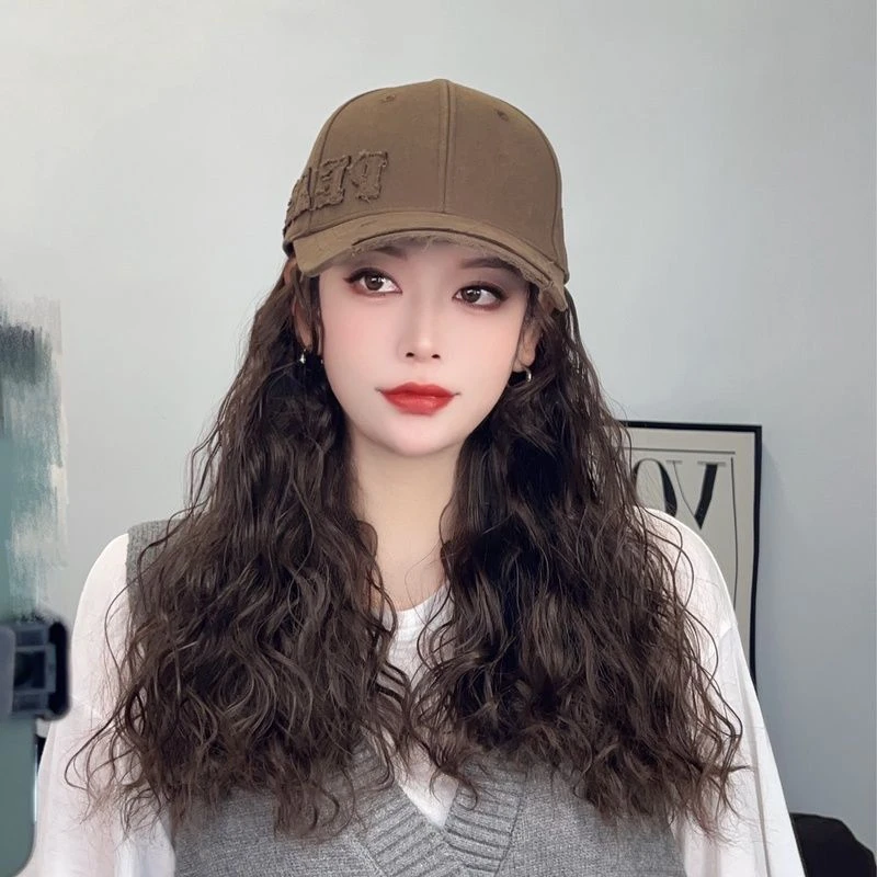 大晨PEAC假发帽子女冬季帽子鸭舌帽假发一体全头套假发全头棒球帽