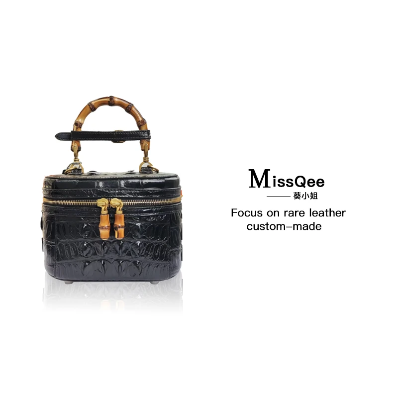 「高定女包」葵小姐MissQee私人定制鳄鱼竹节手提包 3469 黑色