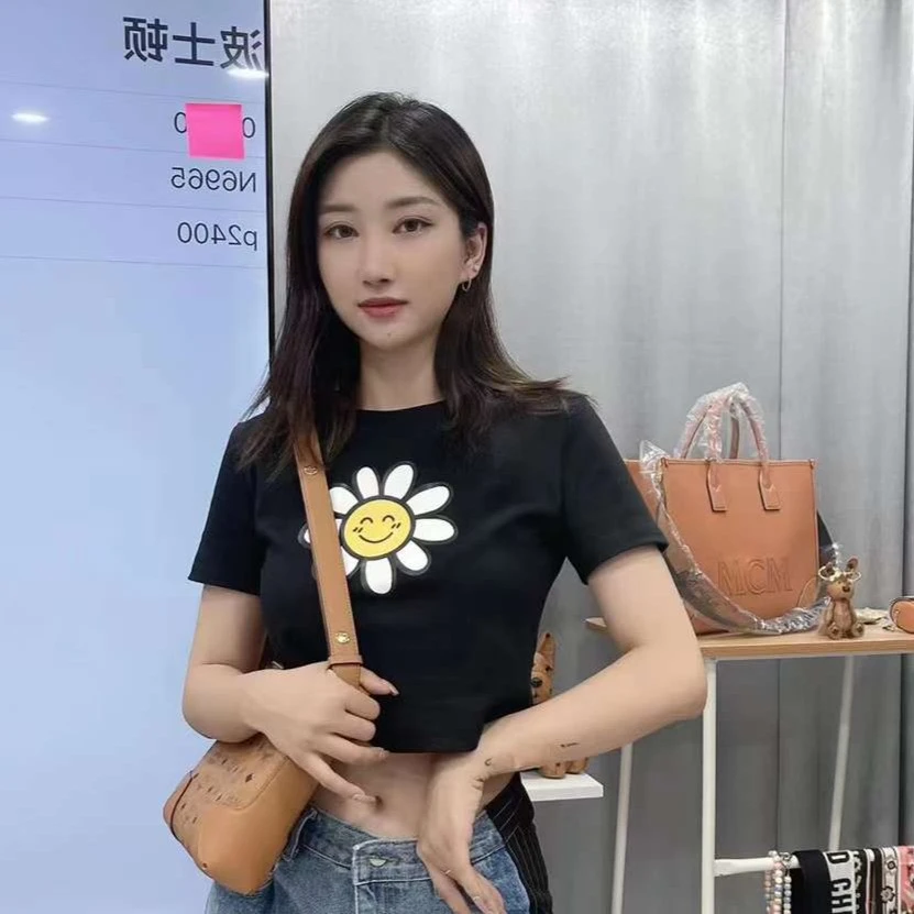 左左买全球 东大门代购2023年太阳花小短体恤棉T小众短袖上衣