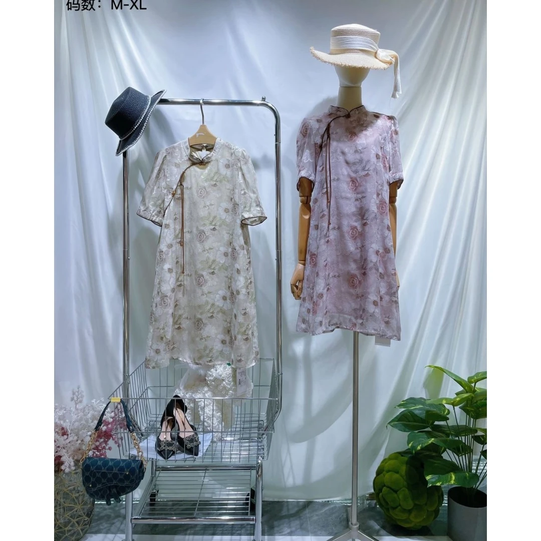 高级感复古显瘦连衣裙2023夏装新款女啇场同款夏季气质时尚国风