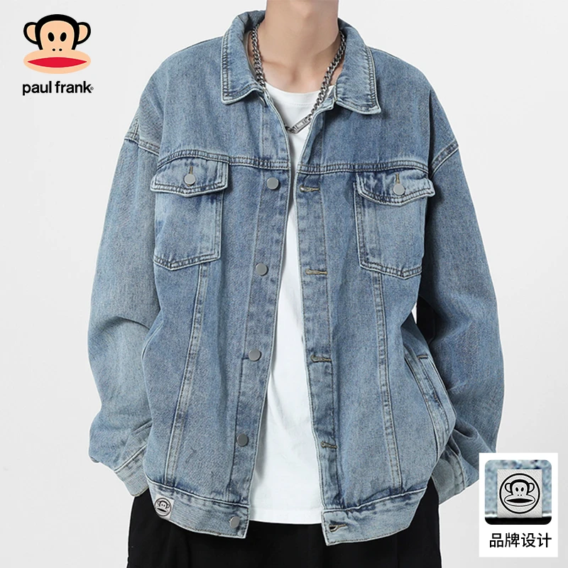 PaulFrank/大嘴猴牛仔外套男款秋冬2025新款宽松潮流翻领工装夹克