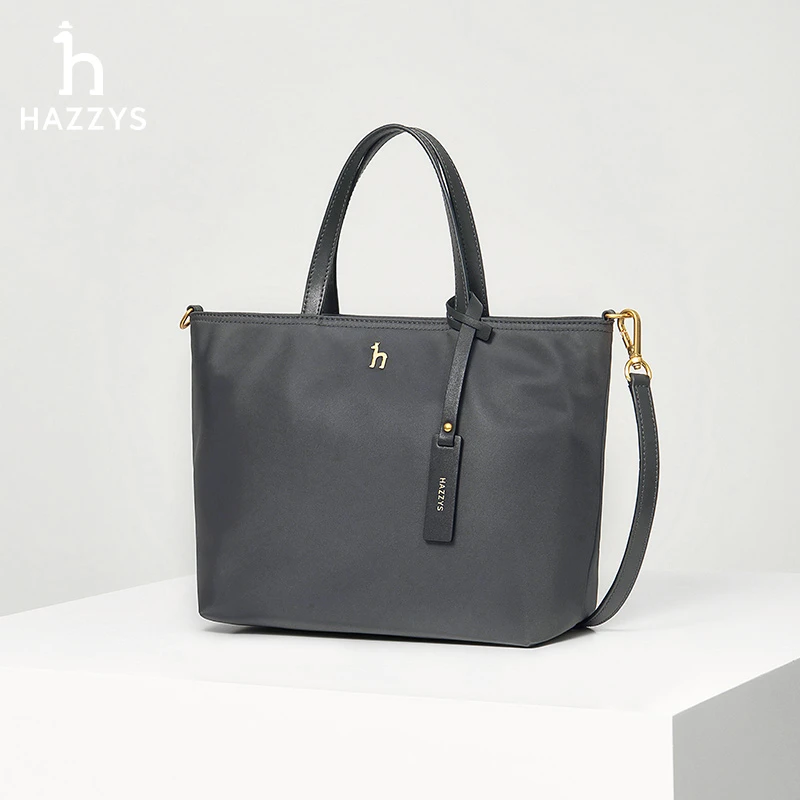 Hazzys/哈吉斯单肩拉链扣托特包时尚休闲简约通勤大容量包轻便女