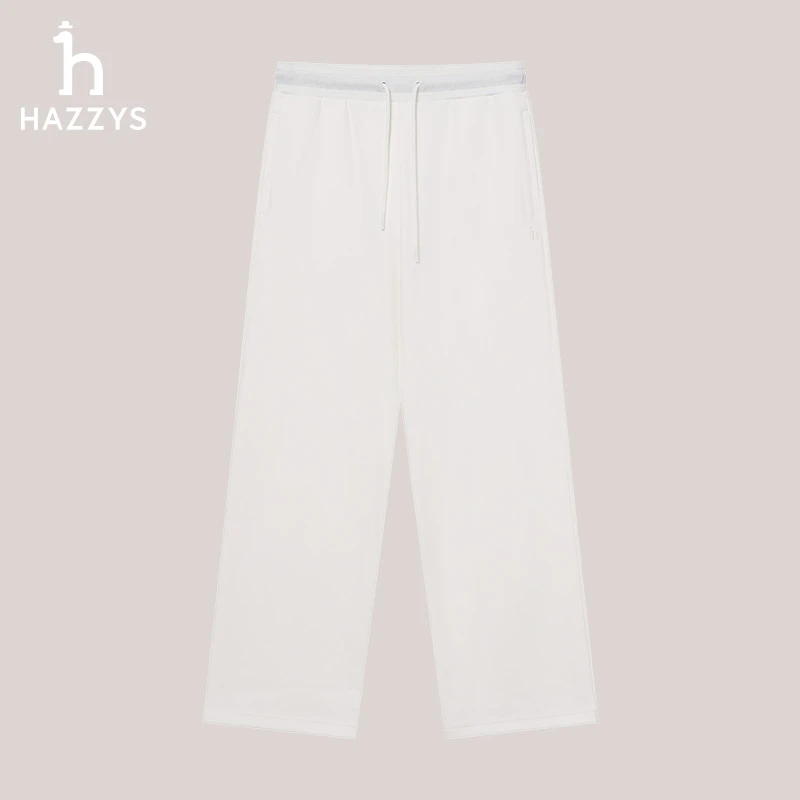Hazzys哈吉斯秋冬季女士休闲裤时尚直筒宽松针织卫裤