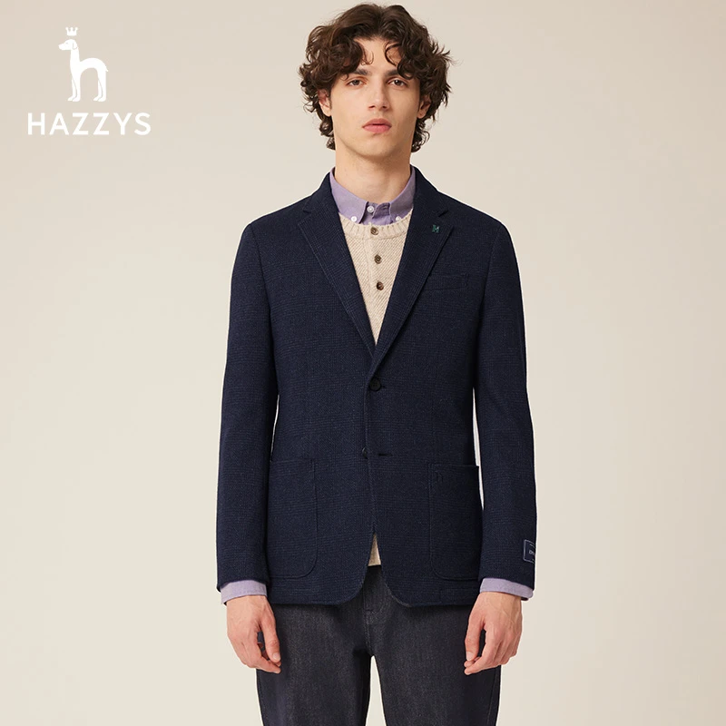 Hazzys哈吉斯秋冬经典男式净色商务休闲西服简约时尚单西潮流男装