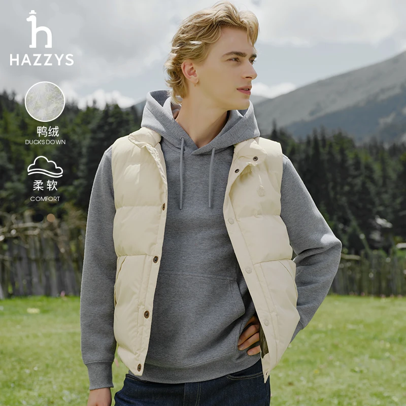 【PHIZ】Hazzys哈吉斯羽绒服马甲背心男士秋冬季新款马夹无袖外套