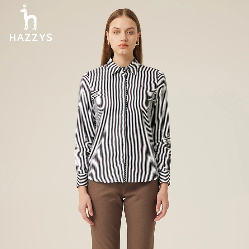下架下架/哈吉斯士四季百搭经典撞色条纹休闲长袖打底时尚衬衫