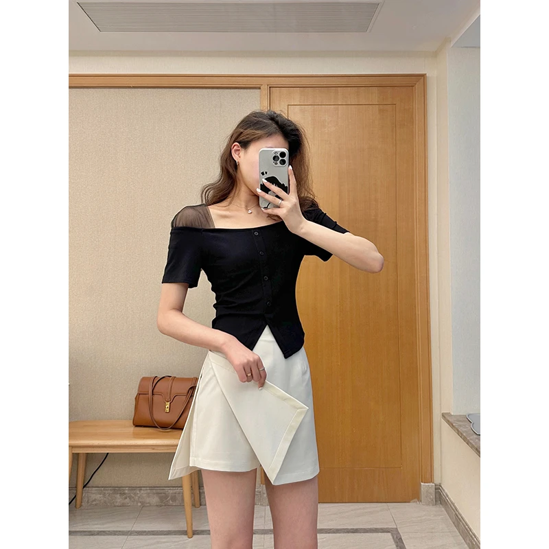 【清清专场】张阿星夏季修身收腰T恤+气质高腰半身裙 WY352791