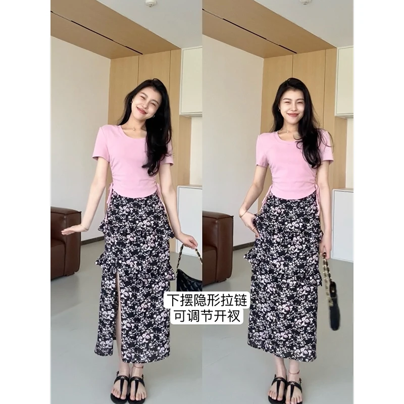 【清清专场】张阿星韩系碎花拼接碎花收腰连衣裙 W424Q09169