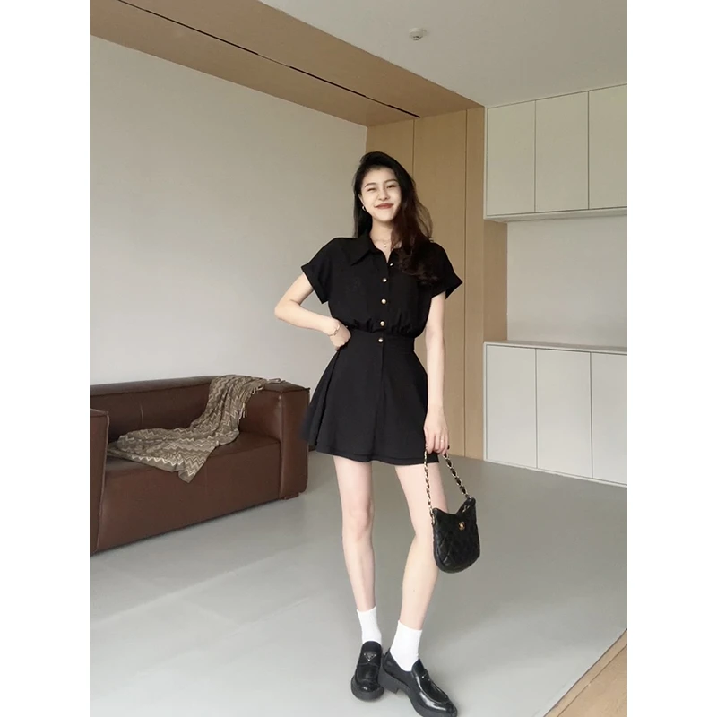 张阿星【菲尔顿连衣裙】法式赫本风排扣高级感收腰连衣裙W424Q02985