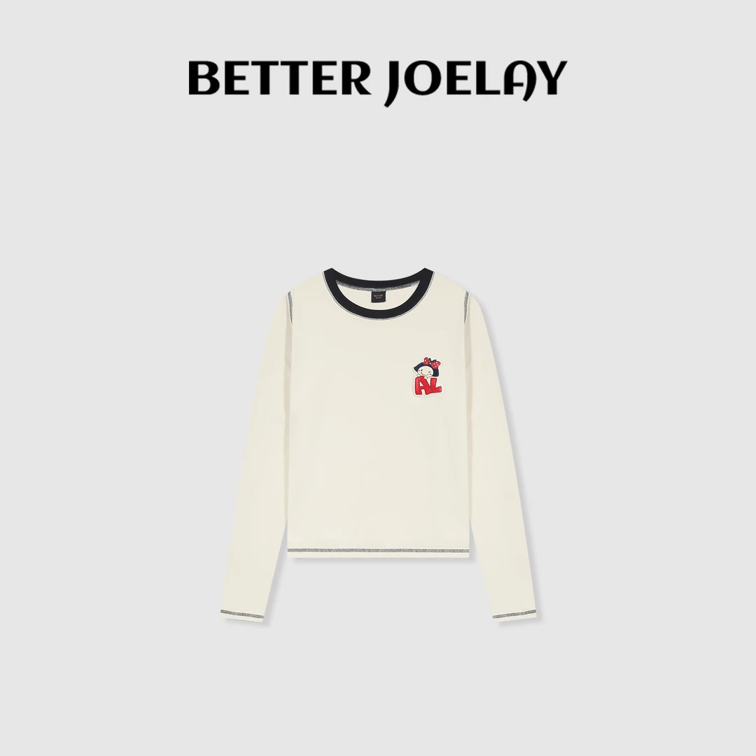 BETTER JOELAY-【蝴蝶结娃娃】时尚百搭潮流简约T恤宽松长袖KH1232