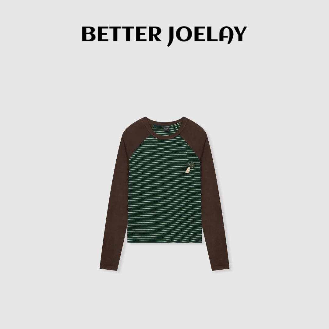 BETTER JOELAY-【山野菌子】时尚百搭休闲T恤长袖慵懒简约KH1296