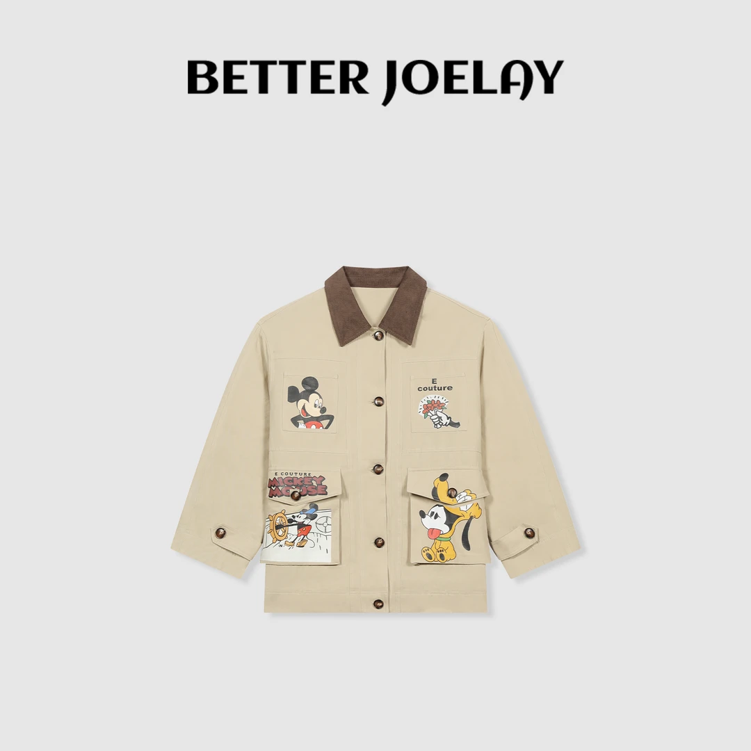 BETTER JOELAY -【米奇的橱窗】时尚潮流图案百搭简约棉服XL0055