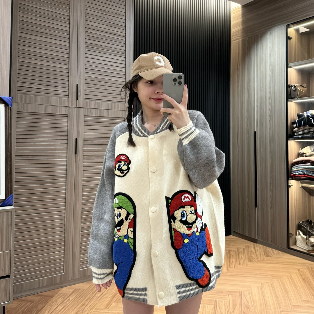 BETTER JOELAY-【元气马里奥】时尚针织毛衣开衫慵懒风百搭SDL6843