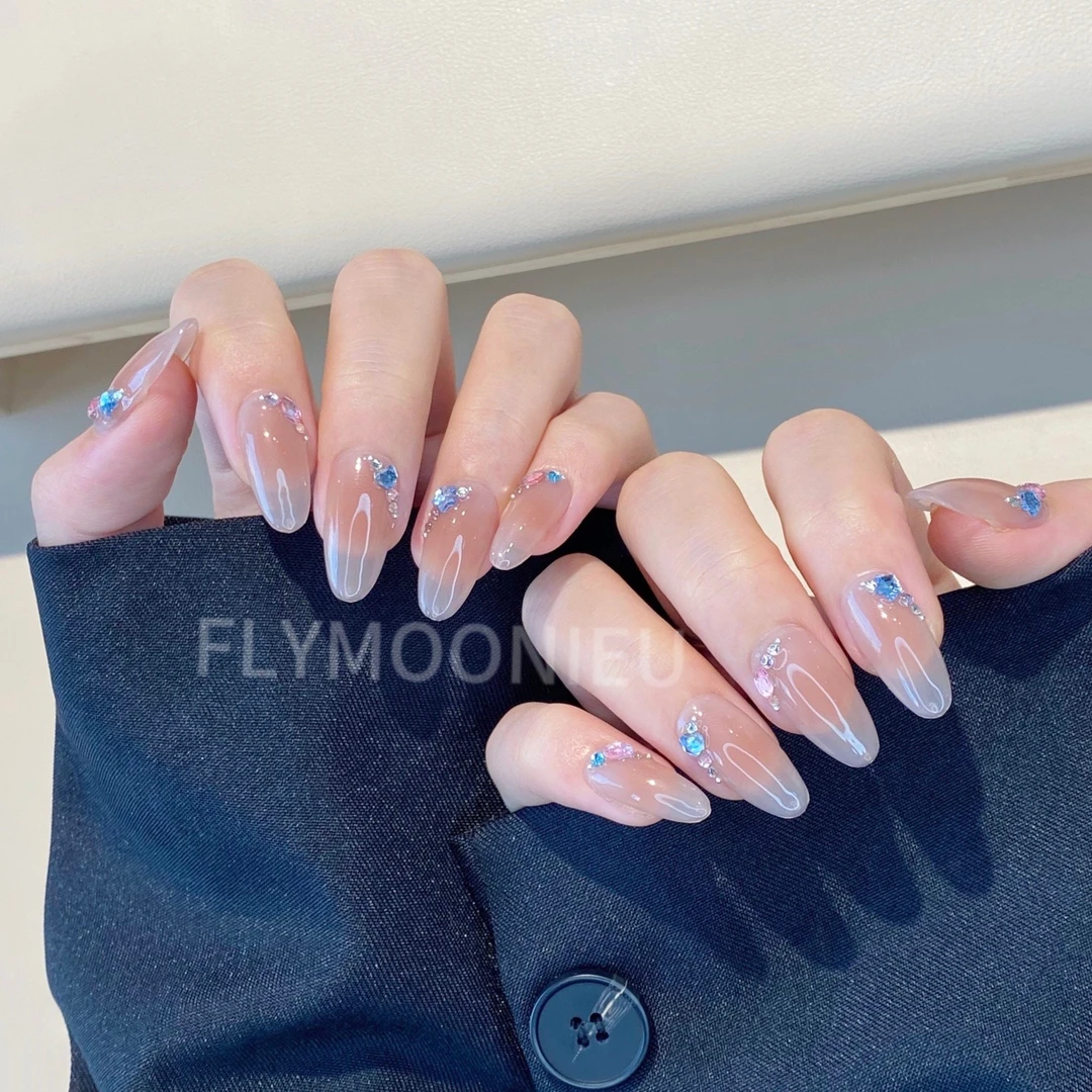 桃之夭夭    纯手工定制美甲贴片可拆卸 流行气质穿戴甲10片