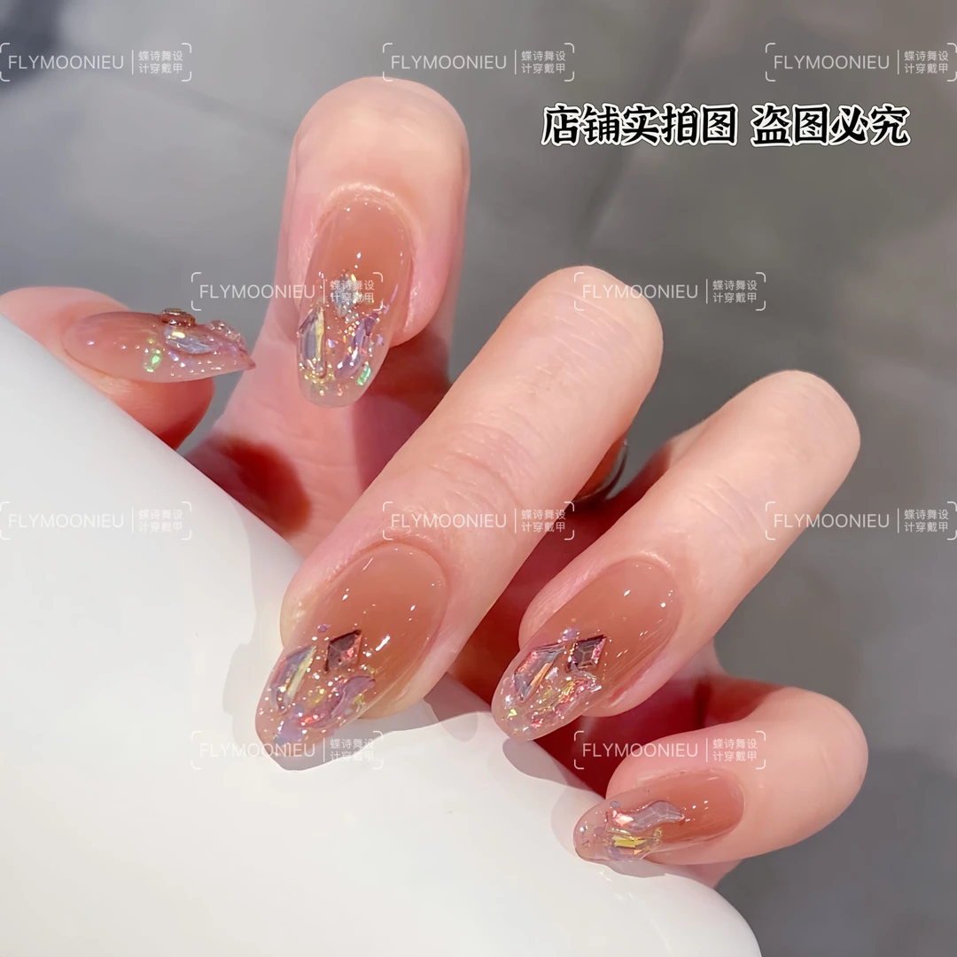 立冬暖阳 蝶诗舞  纯手工定制美甲贴片 轻奢显白定制穿戴甲10片