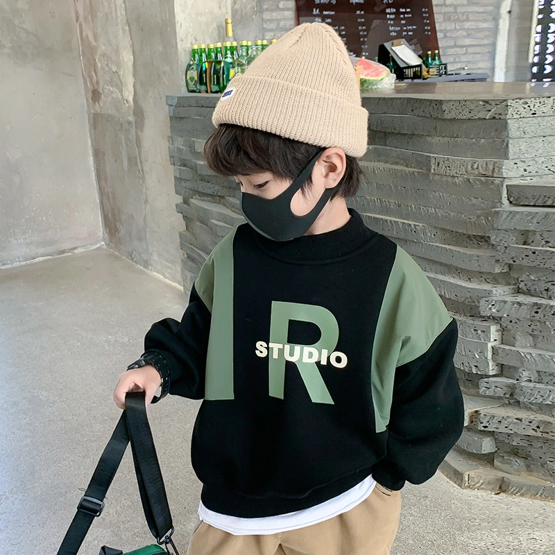 男童卫衣加绒加厚冬季2023新款儿童保暖上衣秋冬款冬装潮款打底衫