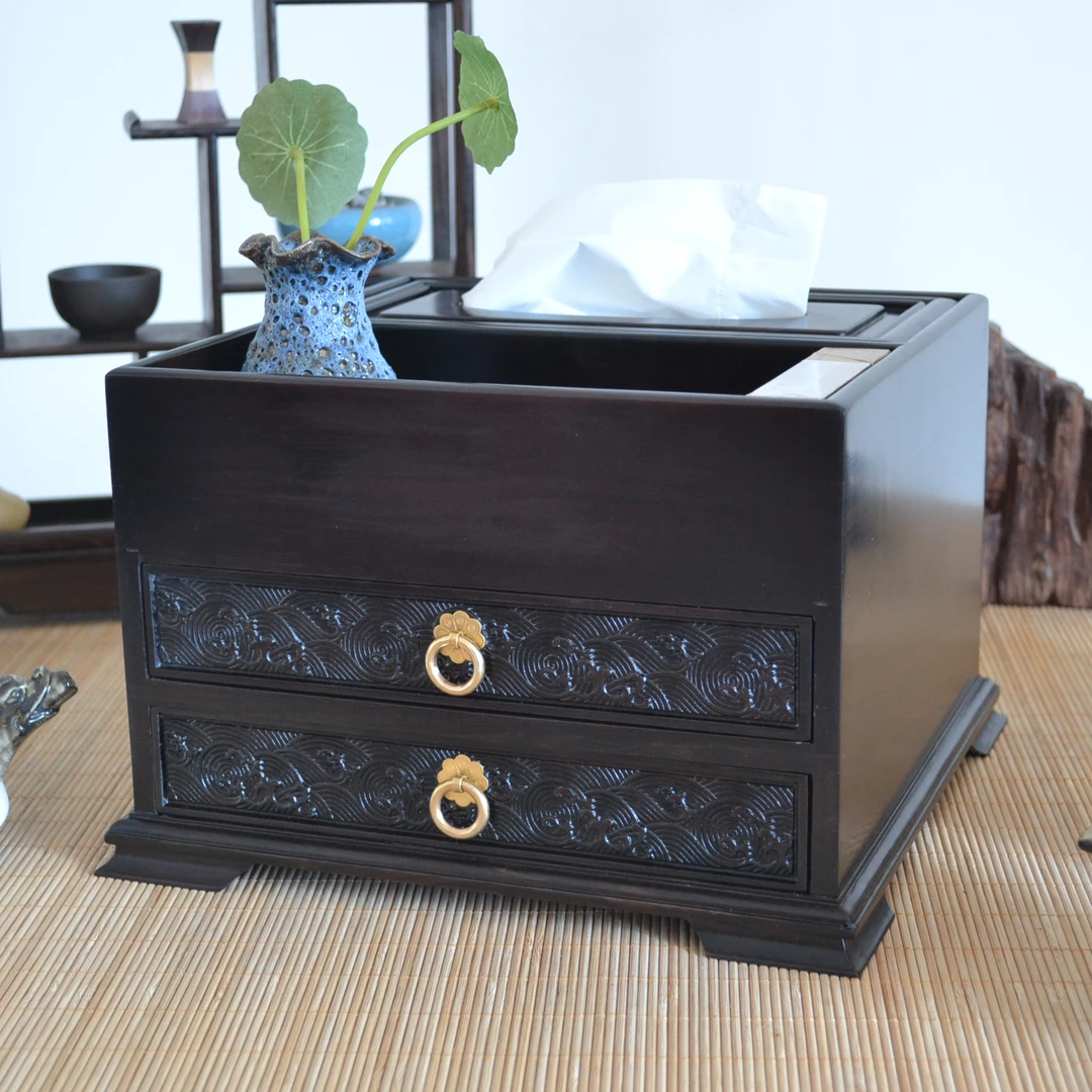 紫光檀 茶室收纳盒 （茶饼香烟纸巾）定制