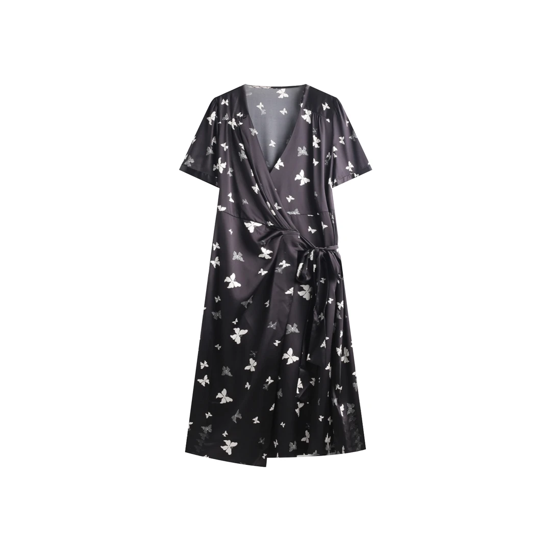 【弹力缎印花】桑蚕丝连衣裙 MH-Y041-1