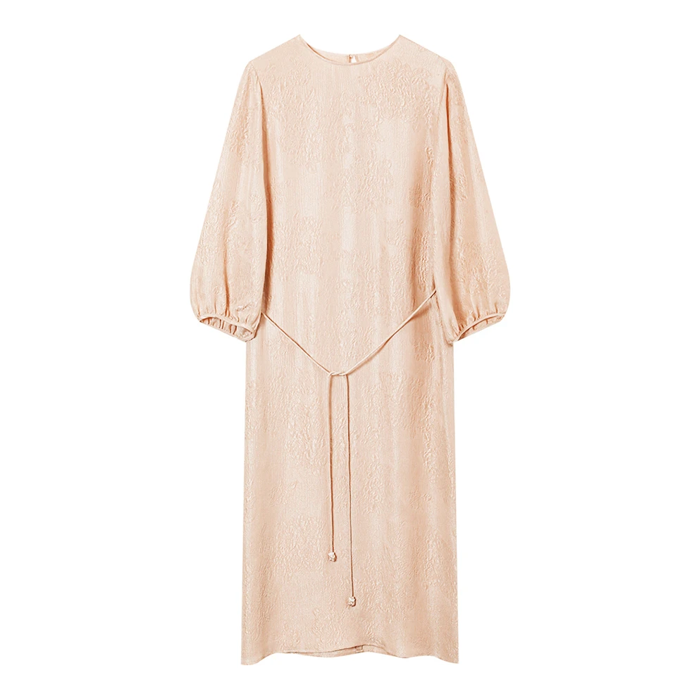 新款桑蚕丝花萝冠乐绉连衣裙    YJHY-H861044女装