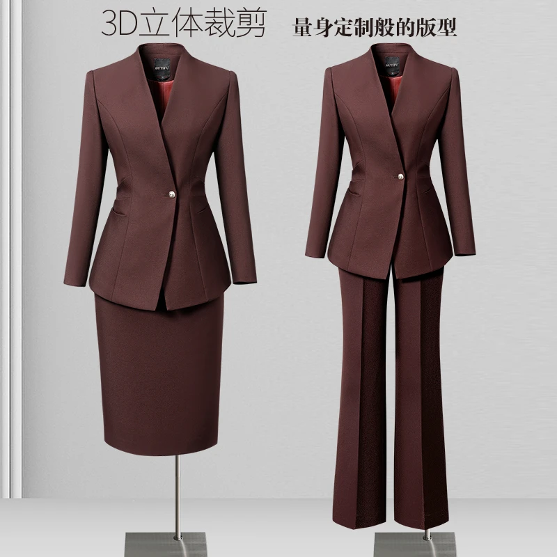 红色西装套装女2025新款春秋公司年会装时尚经理白领职业正装西服