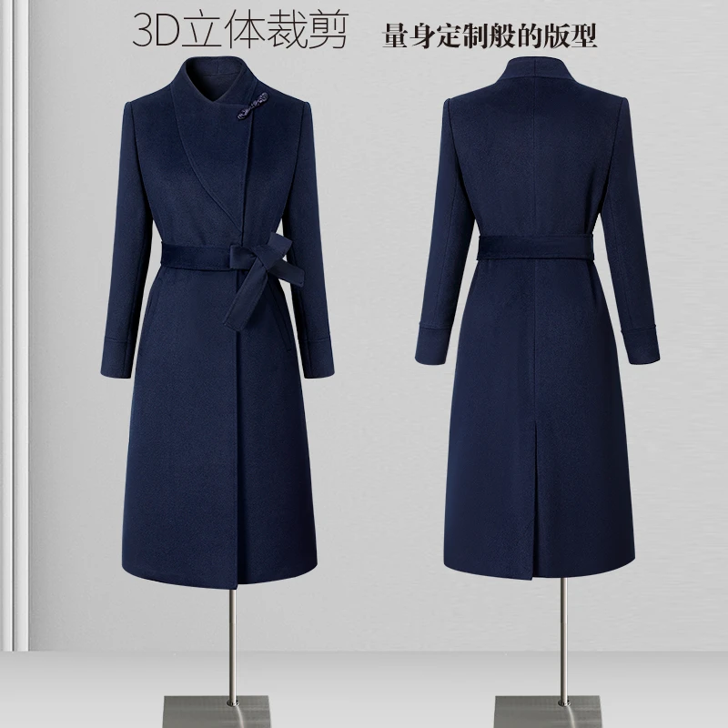 职业羊毛大衣女秋冬外套新中式酒店前台接待工装呢子售楼部工作服