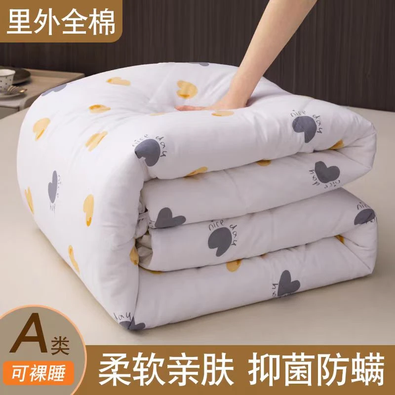 白色桃心学棉花被芯生被子新疆棉花加厚透气单人通用棉花被