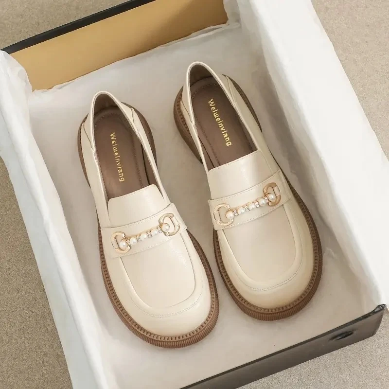 【Z2024】圆头乐福鞋厚底乐福鞋爆款百搭真软皮软底夏季英伦风