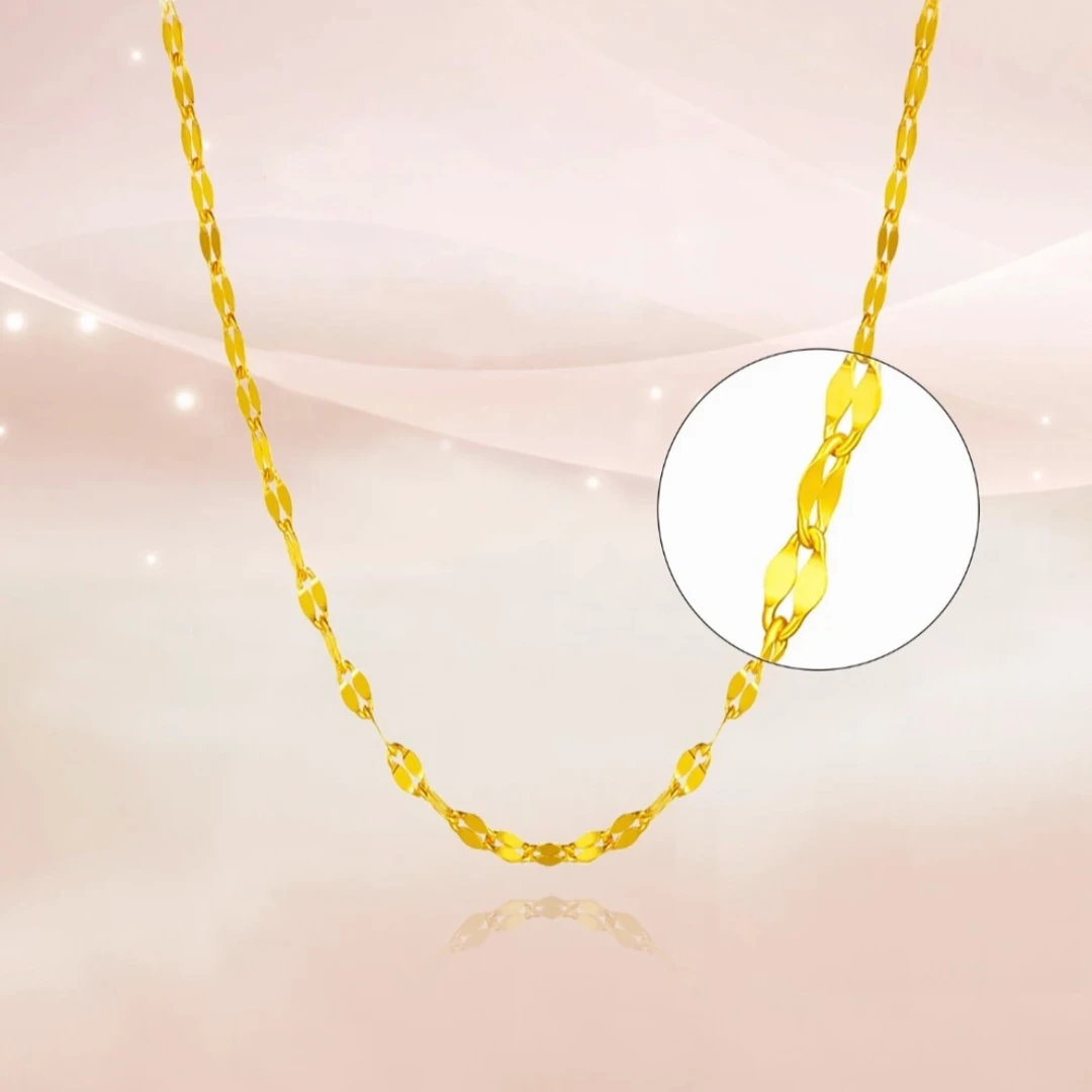 足金999足金鱼唇链百搭女款素链简约经典时尚素款#1268