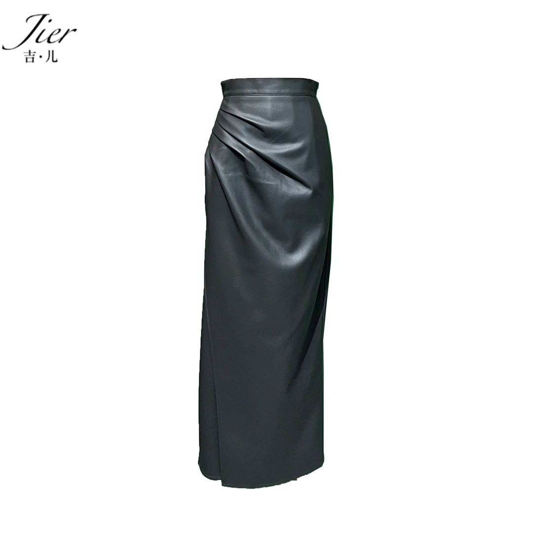 【Jier吉儿】原创设计师 轻奢气质女士秋冬显瘦褶皱时尚轻熟半裙