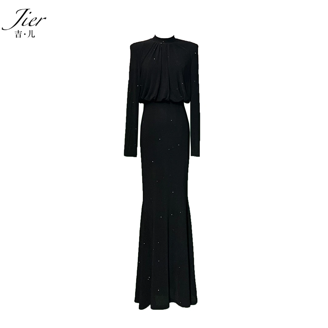 【Jier吉儿】原创设计师气质轻奢时尚休闲百搭女士黑色修身连衣裙