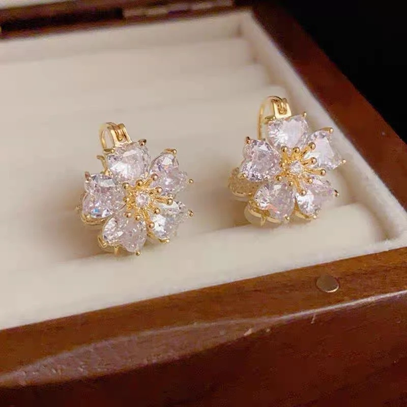 锌合金合成锆石耳饰 【606】花朵精致轻奢高级感气质超仙百搭