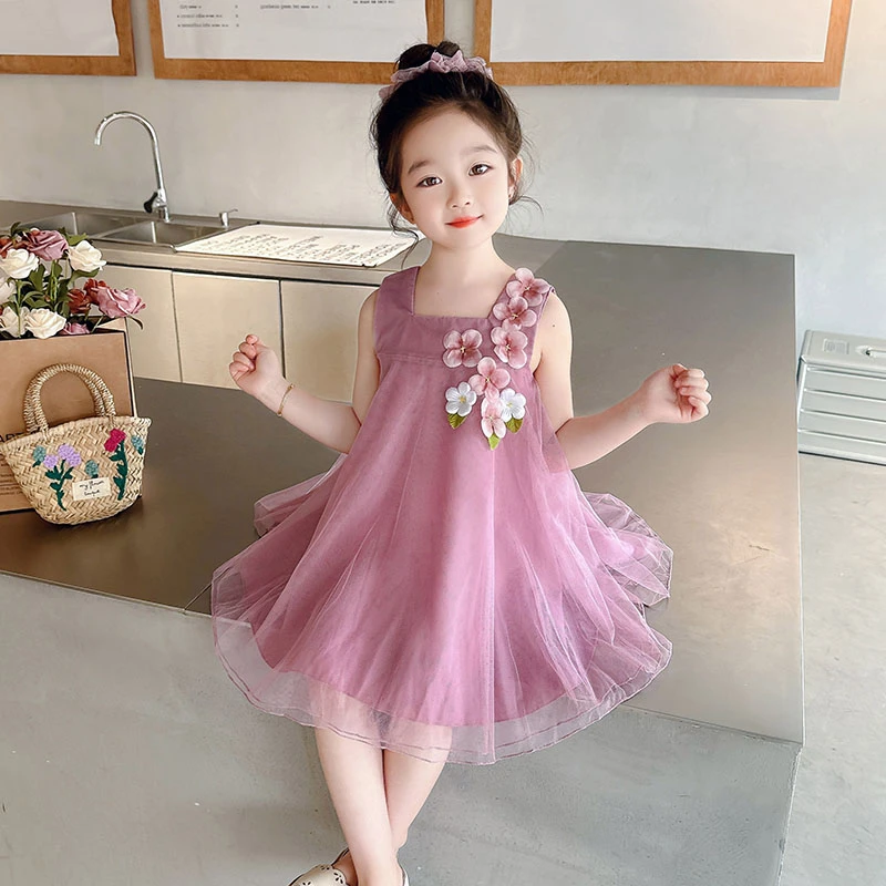 女童夏装背心裙2025新款儿童韩版洋气裙子女宝宝夏季网纱公主裙潮