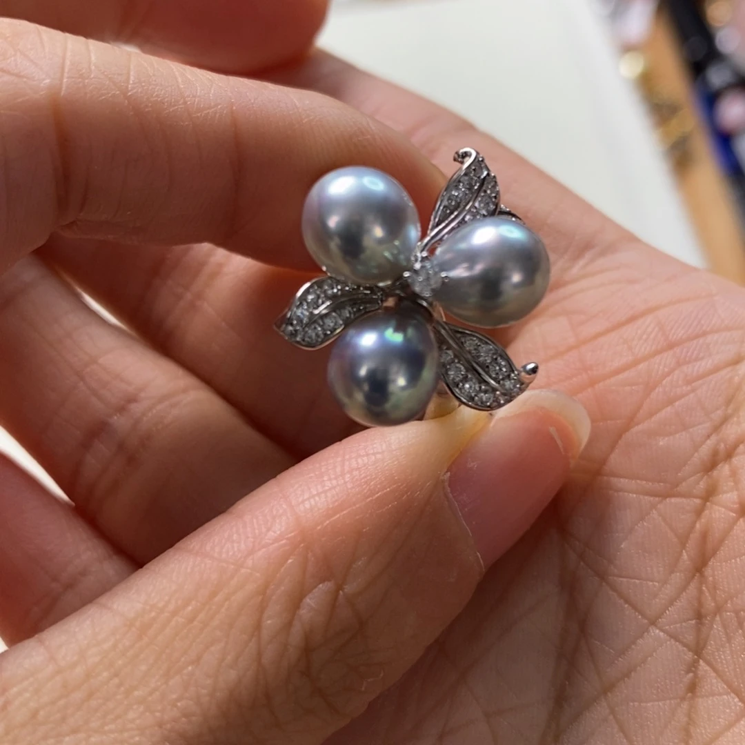 海水珍珠戒指银S925镶嵌