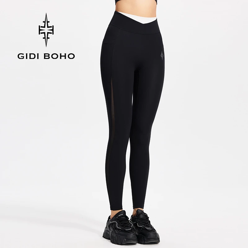 GIDI BOHO/极地薄荷秋冬新款运动高腰提臀裸感弹力修身九分瑜伽裤