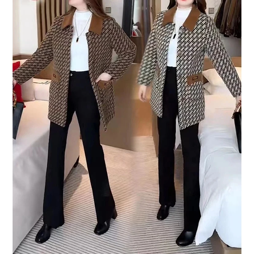 高档加绒加厚秋冬季中长款外套女2024秋冬新款时尚洋气加厚大衣