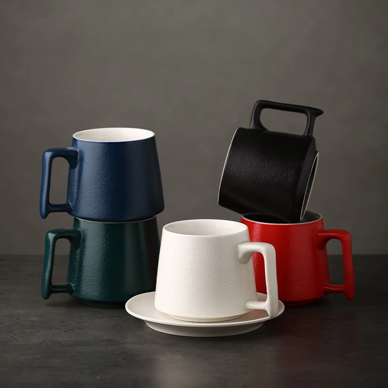 粗陶高级感咖啡杯中式简约家用泡茶杯水杯马克杯酒店定制logo磨砂